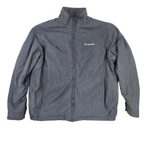 Columbia Mens XL Full Zip Fleece Lined Jacket Gray Windbreaker Sportswear Coat